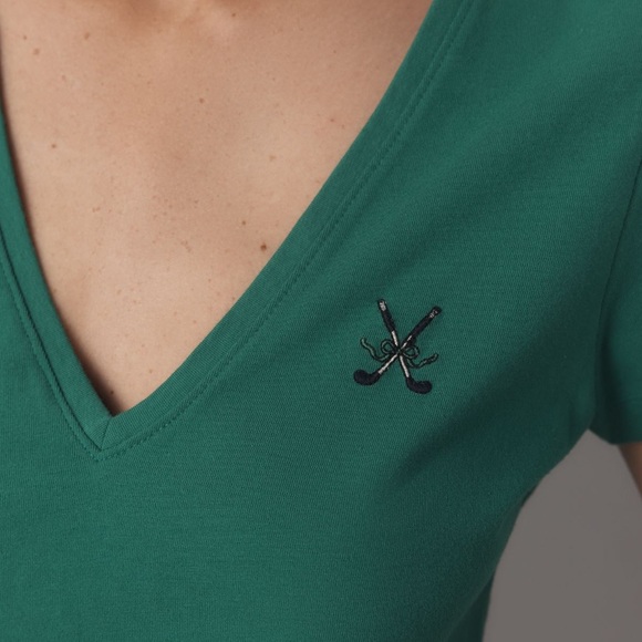 Anthropologie Maeve V Neck Hockey Graphic Tee - Picture 4 of 13